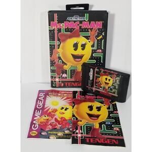 Ms. Pac-Man Sega Genesis game tested cartridge case manual 1991 complete vintage